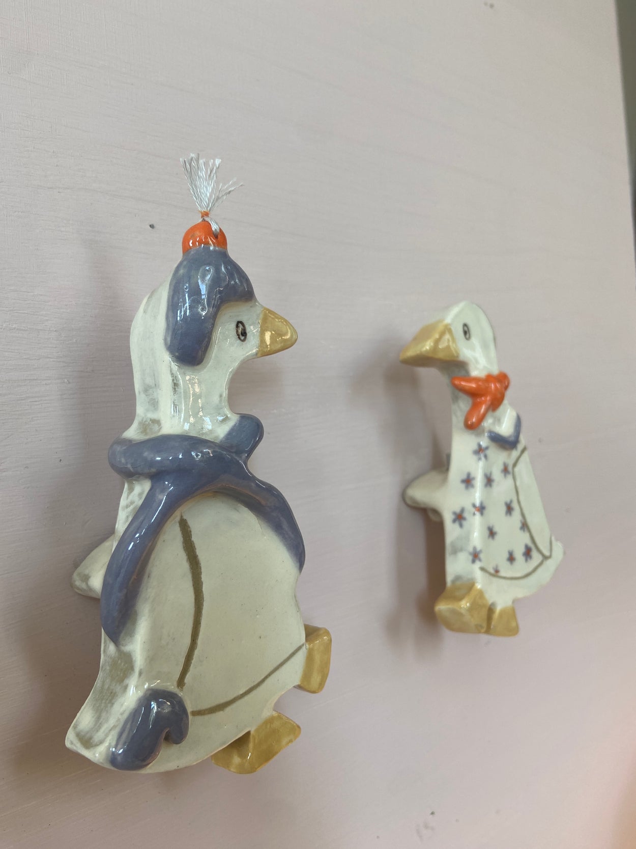 La photo représente 2 oies qui sont en réalité des pateres