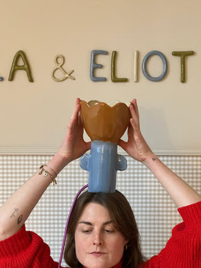 lampe tulipe en céramique tricolore